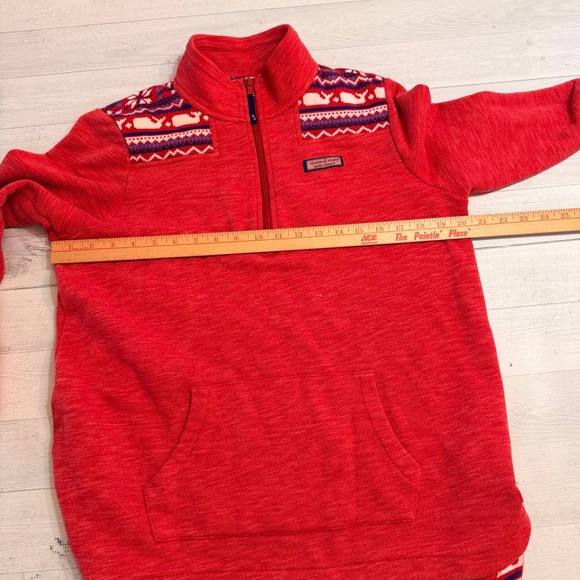 Vineyard Vines Whale Isle Shoulder Relaxed Hem Shep Sweater 1/4 Zip medium - Picture 9 of 9